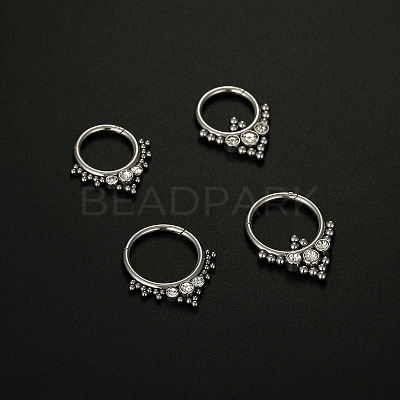 316L Surgical Stainless Steel Micro Pave Clear Cubic Zirconia Nose Rings WG1C8D8-08-1