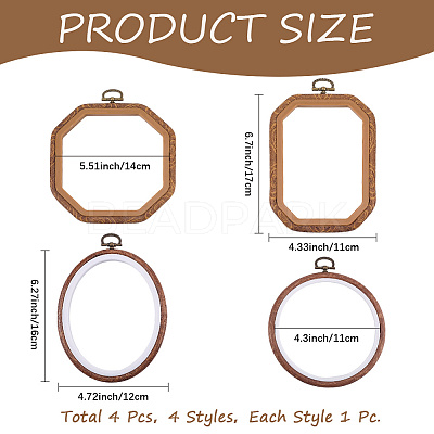 4Pcs 4 Styles Plastic Cross Stitch Embroidery Hoops DIY-CP0012-38-1