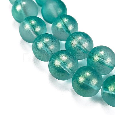 Frosted Transparent Glass Bead Strands GLAA-P065-10mm-08-1