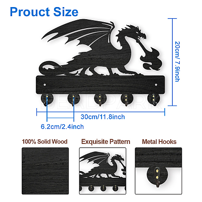 Wood & Iron Wall Mounted Hangers HJEW-WH0055-028-1