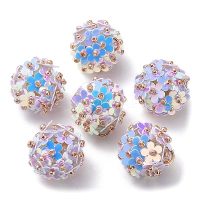 PVC Plastic Paillette with Glass Seed Beaded Pendants FIND-G058-01C-1