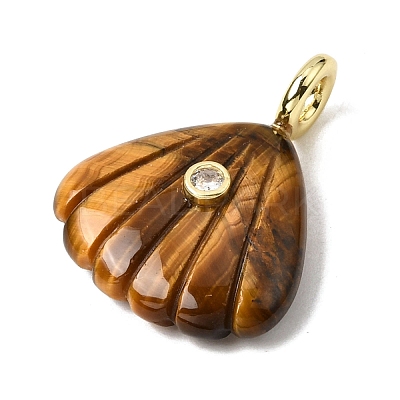 Natural Tiger Eye Carved Pendants G-C282-05D-1