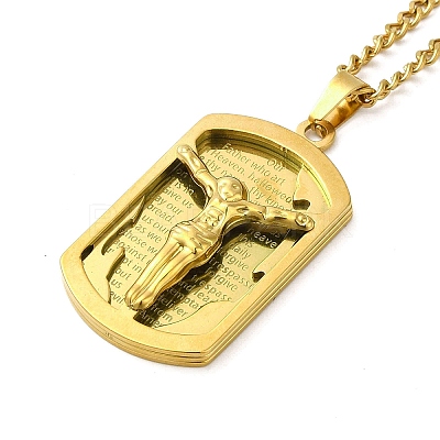 Jesus Rectangle Tag 201 Stainless Steel Pendant Necklace with Iron Box Chains LS-NJEW-D048-07G-1