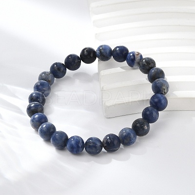 Natural Sodalite Beaded Stretch Bracelets X-BJEW-F203-05-1