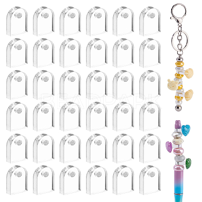 100Pcs Transparent Acrylic DIY Semicircle Shape Charms for Pen OACR-GA0001-29-1