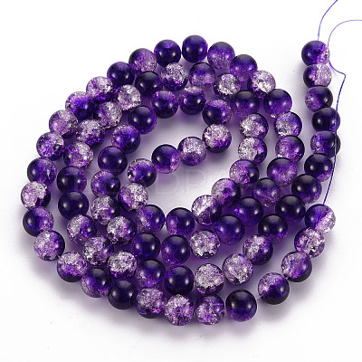 Baking Paint Transparent Crackle Glass Round Bead Strands DGLA-Q018-10mm-47-1