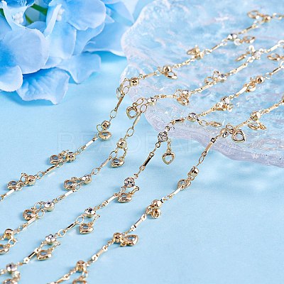 Clear Cubic Zirconia Heart Charm Tassel Chains JX604A-1