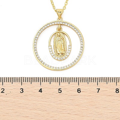 Brass Micro Pave Clear Cubic Zirconia Ring Pendant Necklaces LS-NJEW-P322-A03-G-1