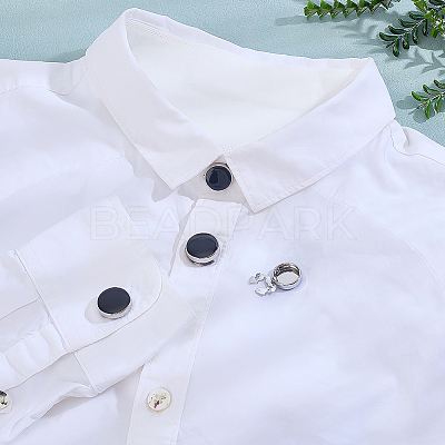 4Pcs 2 Styles Brass Black Enamel Cufflinks BUTT-ME0001-07P-1