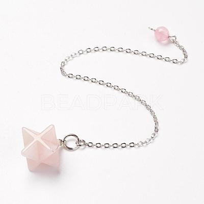 Chakra Natural Rose Quartz Dowsing Pendulums G-F516-01C-1