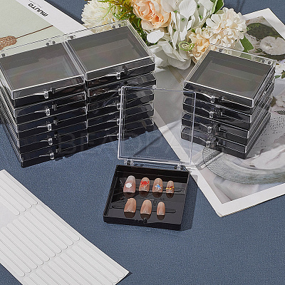 9Pcs Plastic Fake Nail Tips Storage Box CON-SP0001-15D-1