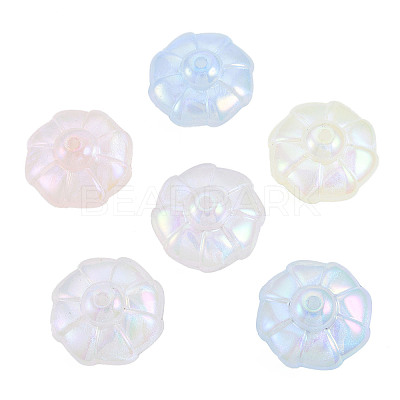 Rainbow Iridescent Plating Acrylic Beads OACR-N010-071-1