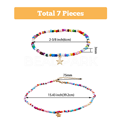 Moon & Star & Padlock Alloy Pendant Necklaces & Stretch Bracelets SJEW-FI0001-13-1