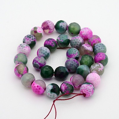 Natural Fire Crackle Agate Faceted Round Beads Strands G-A134-02F-8mm-1