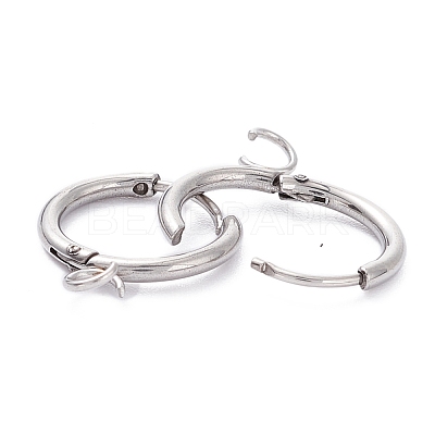 Tarnish Resistant 201 Stainless Steel Huggie Hoop Earring Findings STAS-P283-01Q-P-1