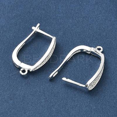 Brass Micro Pave Clear Cubic Zirconia Hoop Earring Findings KK-H532-16S-1
