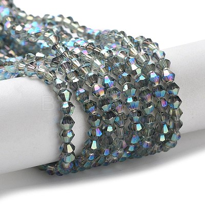 1 Strand Faceted Bicone Full Plated Glass Beads Strands X-EGLA-J026-3mm-F10-1