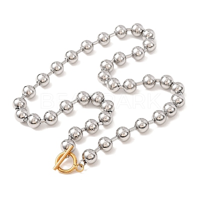 201 Stainless Steel Ball Chain Necklaces with Golden Tone OT Clasps SA-CBAD3BB-05P-1