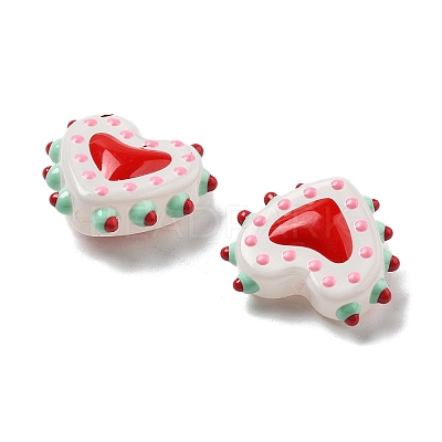 Baking Paint Glass Bumpy Beads Heart LAMP-V001-07D-1