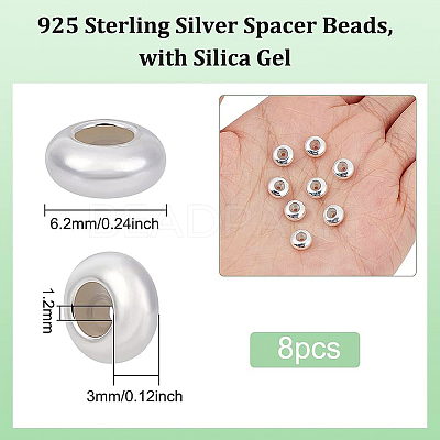 8Pcs 925 Sterling Silver Spacer Beads STER-BC0001-61B-1