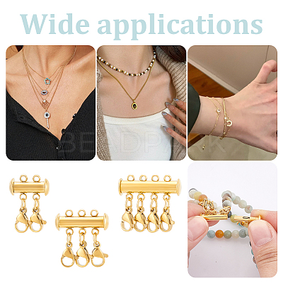 3Pcs 3 Styles 304 Stainless Steel Slide Lock Clasps FIND-UN00012-1