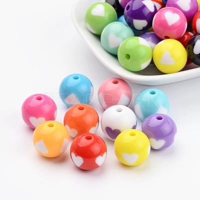 Mixed Color Heart Acrylic Beads for Chunky Necklaces X-YPL454-1