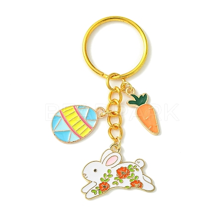 Easter Egg & Rabbit & Carrot Alloy Enamel Pendant Keychain KEYC-JKC00580-03-1