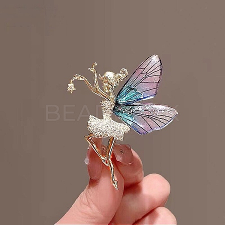 Crystal Rhinestone Ballet Dancer Fairy Brooch Pin JBR083A-1