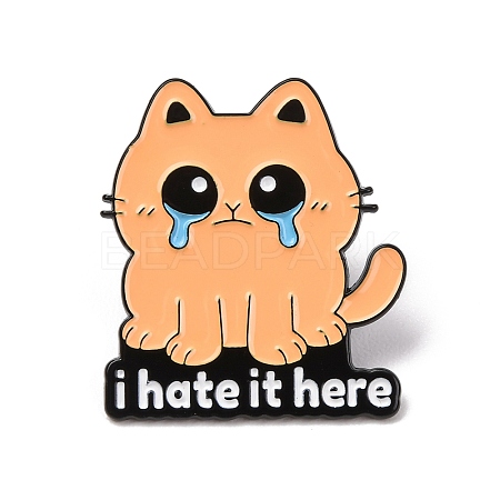 I Hate It Here Crying Cat Enamel Pins JEWB-B047-01D-1