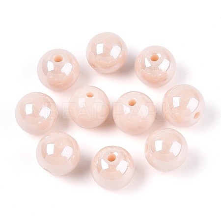 Electroplate Round Glass Beads Strands EGLA-T029-07J-1
