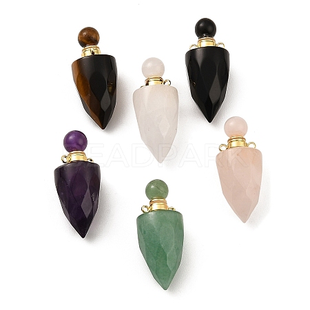 Natural Mixed Stone Openable Perfume Bottle Pointed Pendants G-F754-02G-1