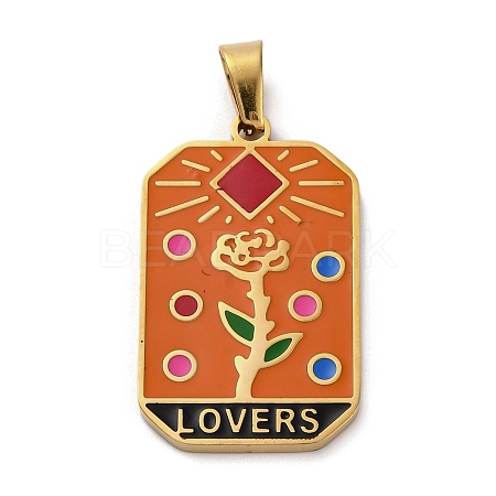 Ion Plating(IP) 304 Stainless Steel Enamel Pendants STAS-Q003-01G-012-1