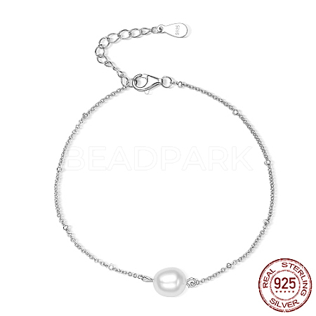 925 Sterling Silver Shell Pearl Link Bracelets HB6290-2-1
