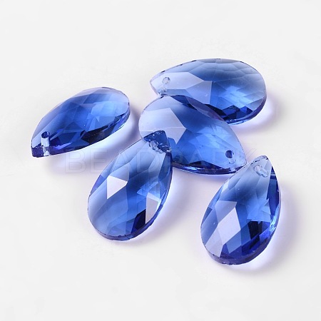 Faceted Teardrop Glass Pendants GLAA-O008-B17-1