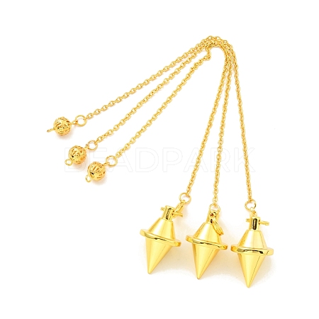 Brass Cable Chain Pointed Dowsing Pendulums HJEW-D004-04G-1