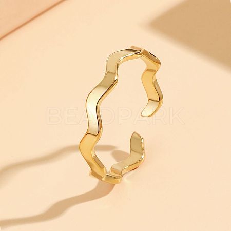 201 Stainless Steel Open Cuff Rings for Women FS-WG5C506-02-1