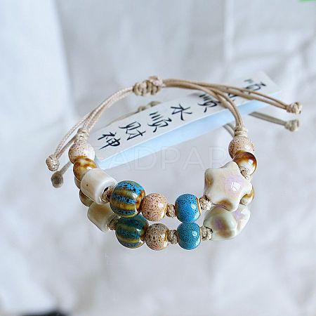 Star Ceramic Beads Braided Bead Bracelets FS-WGBFE2E-02-1