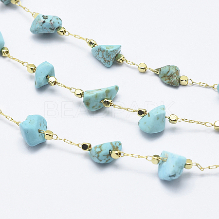 Handmade Synthetic Turquoise Beaded Chains CHC-I026-D-01G-1