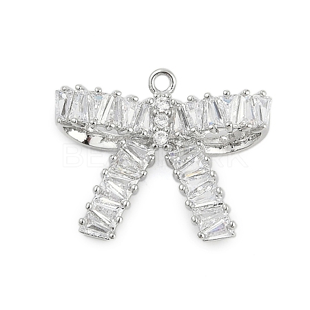 Brass Micro Pave Cubic Zirconia with Glass Pendants KK-Q026-04P-1