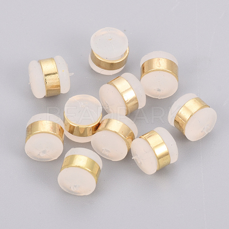 Brass Rubber Ear Nuts KK-T025-41G-1