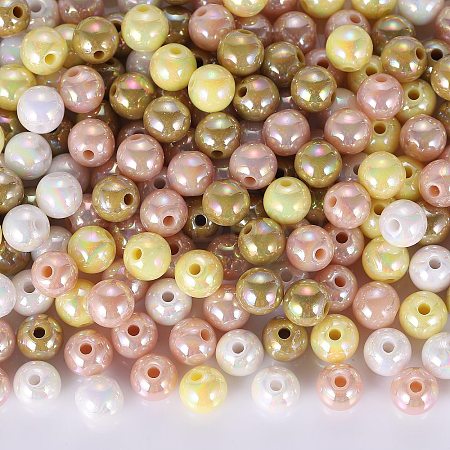 400Pcs 4 Colors Opaque Acrylic Beads MACR-SZ0001-79A-1