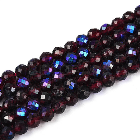 AB Color Plated Natural Garnet Beads Strands G-T144-B07-01-1