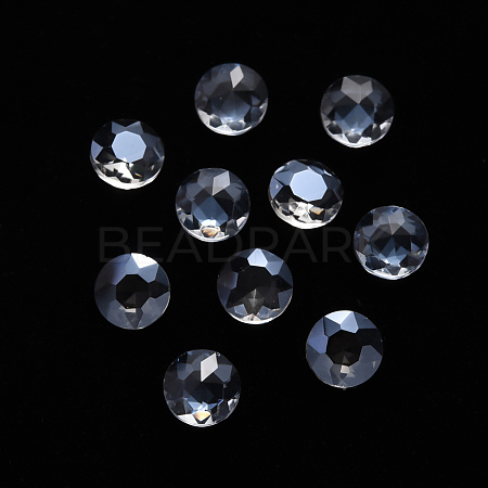 Flat Round Transparent Glass Cabochons MRMJ-T009-105-1