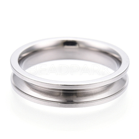 201 Stainless Steel Grooved Finger Ring Settings STAS-WH0039-11A-P-1