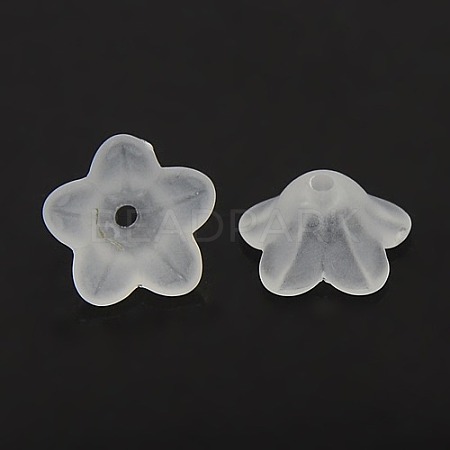 Chunky White Transparent Frosted Flower Acrylic Beads X-PL560-1