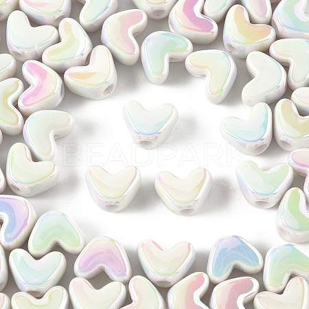 50Pcs UV Plating Opaque Acrylic Beads MACR-YW0004-06G-1