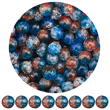 300Pcs Transparent Crackle Acrylic Beads CACR-SP0001-01B-1