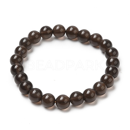 Natural Black Obsidian Beaded Stretch Bracelets BJEW-K228-01-1