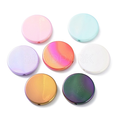 UV Plating Rainbow Iridescent Acrylic Beads OACR-A029-17-1
