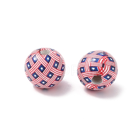 Independence Day Themes Wood European Beads WOOD-I014-01A-1